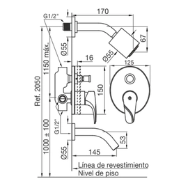 Grifería de ducha FV melincue con transferencia 0106/C9-CR