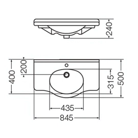 Bacha de lavatorio Ferrum 85cm limoges 1AG LIM-MS-001-BL