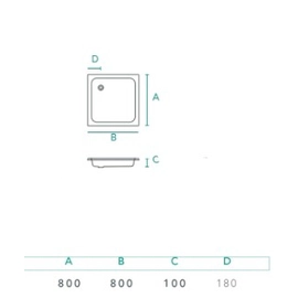 Receptaculo Bagnara 80x80x9 Para Embutir Con Greensir