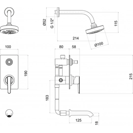 Griferia de ducha Monoc c/Transf Hidromet Flat cr