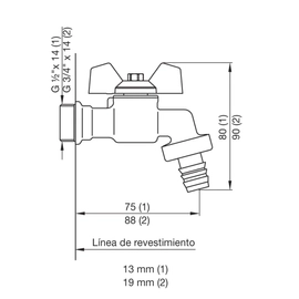 Canilla FV jardin para manquera y riego 0438.13-CR