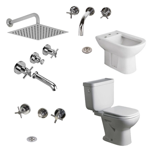 Juego de baño Completo Ferrum Bari+Griferia pared Triumph C