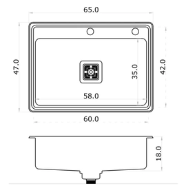 Bacha de cocina Mi pileta 60x42x18 con sifon y agujero dosificador 783E