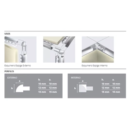 Esquinero espiga Atrim aluminio 10mm cromo mate 8383