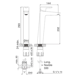Grifería de lavatorio FV puelo monocomando sin bacha 0181.02/B5