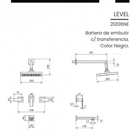 Griferia Piazza Ducha c7trans Emb Negro 21206NE