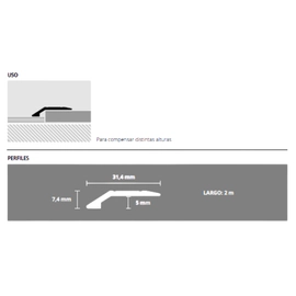 Perfil Atrim Aluminio p/piso vinilico 5mmx 2mt niquel mate 2257