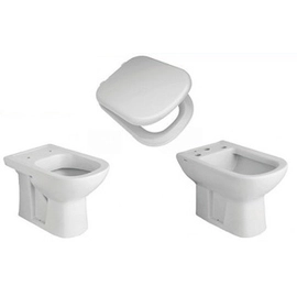 Juego baño Ferrum Sanitarios Inodoro Corto Bidet Asiento