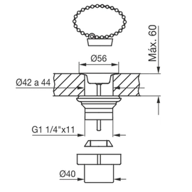 Desagüe FV complementos universal para lavatorio y bidet