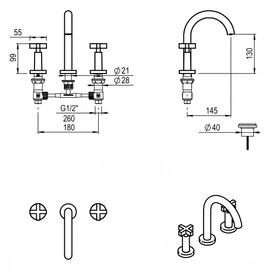 Griferia de lavatorio Hidromet Look cruz cr 31101