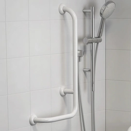 Barral Ferrum espacio fijo en " L" izquierdo blanco ESP-BR-023-BL