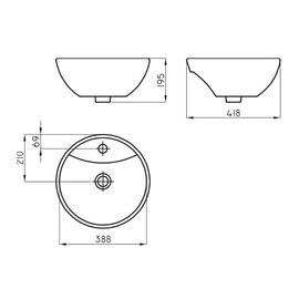 Bacha de lavatorio Ferrum tori de apoyo blanca redonda TOR-BH-049-BL