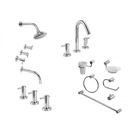 Griferia baño comp.Hidromet Fly Lavatorio Bidet Ducha+Kit