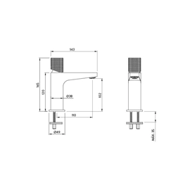 Griferia Peirano lavatorio monoc bajo fabric black 60-200N