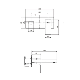 Griferia Lavatorio de Pared Monocomando Negro 10403NE Piazza