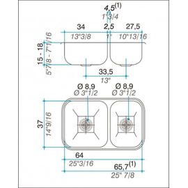 Bacha de cocina doble Johnson R63/18F