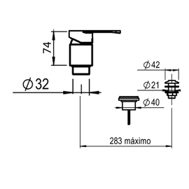 Hidromet griferia bidet monoc c/transf small cromo 9502crcr