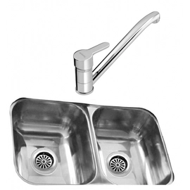 Bacha cocina doble Johnson CC28+ Griferia Monocomando