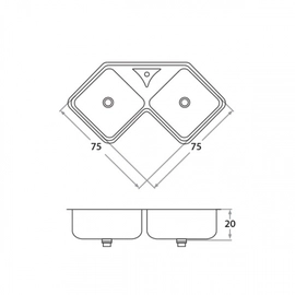 Bacha de cocina Mi Pileta encastrable doble AC 450 E
