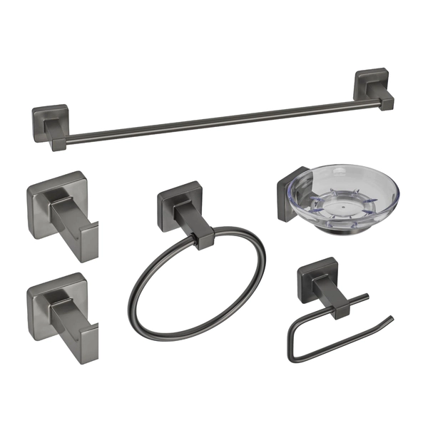 Set de accesorios 6 piezas Piazza Cube grafito 73029GF