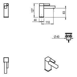 Griferia Lavatorio Monoc Hidromet One Block negra