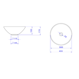 Bacha de apoyo redonda40 Cm Blanca L55.17 Deca