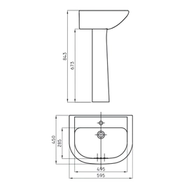 Bacha de lavatorio Ferrum bari 3 Ag blanco BAR-LV-300-BL