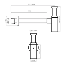 Descarga FV lavatorio cuadadrada con sifon 0242.03-CR