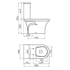Inodoro largo Ferrum varese s/tapa blanco VSE-IN-004-BL