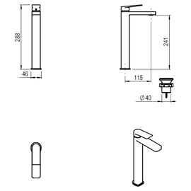 Griferia Lavatorio Monoc Alto Hidromet Raptor Skin 9415