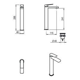 Griferia de lavatorio Hidromet Raptor Monoc alto cromo 9415