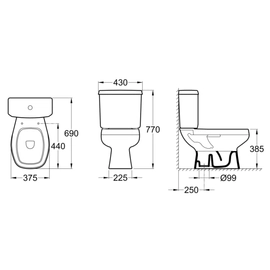 Inodoro largo Roca monaco de apoyo 3/6L blanco