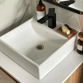 Bacha de lavatorio Ferrum 40x42 cm tori cuadrada 1 ag TOR-BH-056-BL