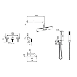 Grifería de ducha Peirano beat niquel con transferencia y duchador 80-353NI