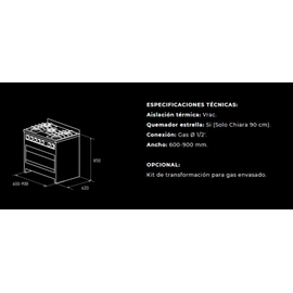 Cocina semi industrial TST 90 cm Chiara Frente Negro 453-90