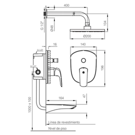 Grifería de ducha FV epuyen monocomando 0106/L2-CR