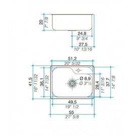 Bacha de cocina simple Johnson Luxor Mini SI55A