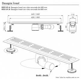 Desague Ciego Fv Acero Inoxidable 60cm 351.02.6