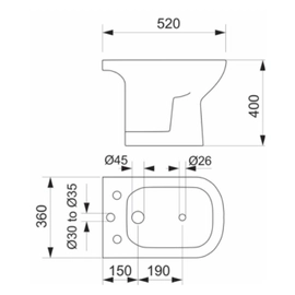 Bidet Piazza Amalfi 3 ag bco B0103