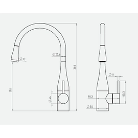 Griferia De Cocina Monocomando Wine Negro Andez 400.16