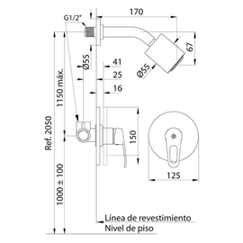 Grifería de ducha FV arizona monocomando con ducha 0108/B1-CR