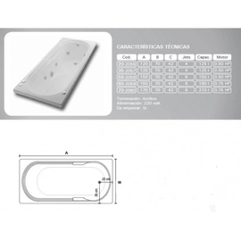 Bañera Versailles Revita 35 solo casco 135x70 bco