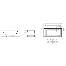 Bañera hidro vythos 180x90cm sist digital agua 6 jets blanco Roca