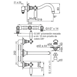 Grifería de lavatorio FV vermont lever 0203/83L-CCB