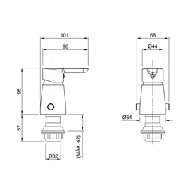 Griferia bidet monocomando steel 70-205-CR Peirano