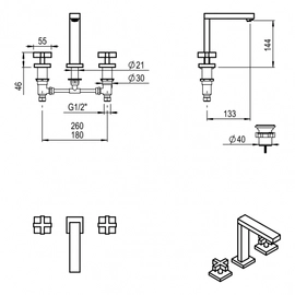 Griferia de lavatorio Hidromet Block cruz Black 3401