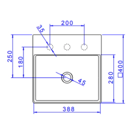 Bacha Deca Classic cuadrada 3 ag sobremesada bco mate L.129.17