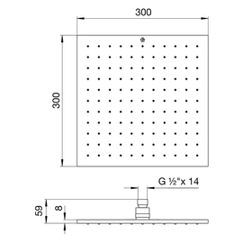 Ducha FV 300 mm fija articulada metálica cuadrada 0126.MCO-30-CR