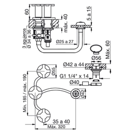 Grifería de bidet FV alerce a sopapa 0295/D7-CR