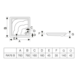 Receptaculo Ferrum 76x76 khios cuadrado niza KHI-RC-037-BL